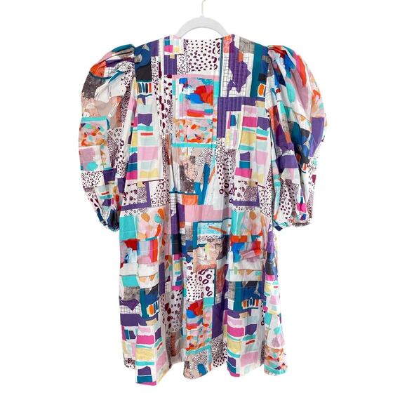 Hunter Bell Jenkins Mini Dress Patchwork Print Cotton Puff Sleeve Tuckernuck - Picture 7 of 12